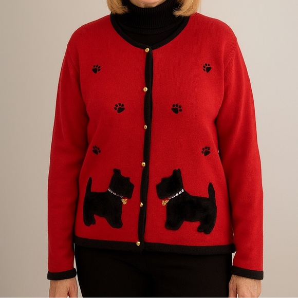 Vintage Scottie Dog Cardigan EUC - Picture 1 of 7